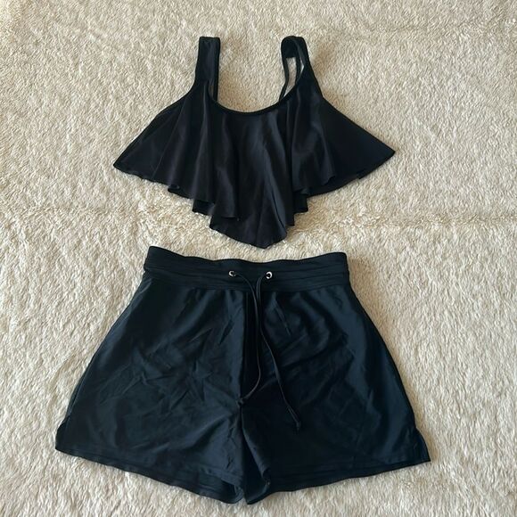 Two piece black bathing suit size medium - Picture 1 of 16